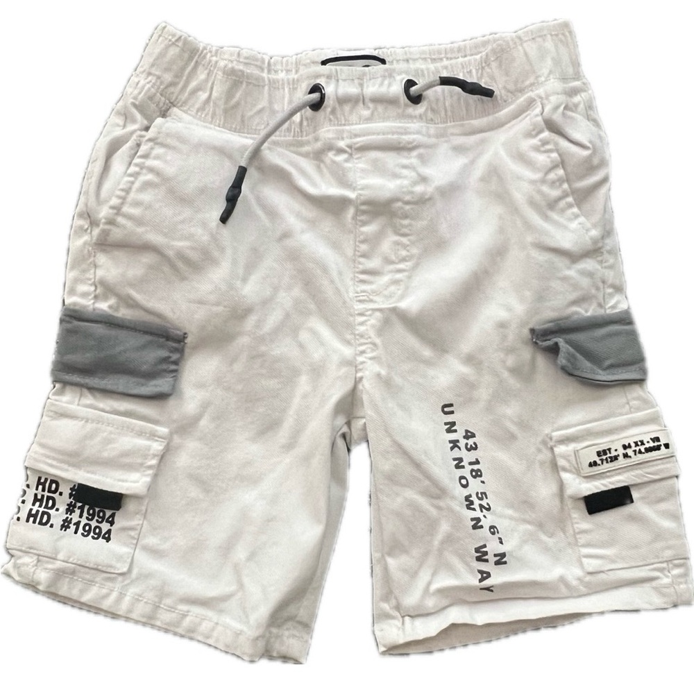 Rock Salt Boys White Utility Cargo Shorts - Size 7 - Streetwear Style